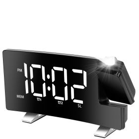 7.7 Inch Curved LED Projection Alarm Clock with Radio (Light Color: White)
