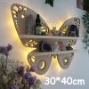 Moon, Butterfly and Cat Wood Wall Display Shelf