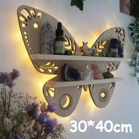 Moon, Butterfly and Cat Wood Wall Display Shelf (Color: Log Butterfly)