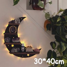Moon, Butterfly and Cat Wood Wall Display Shelf (Color: moon)