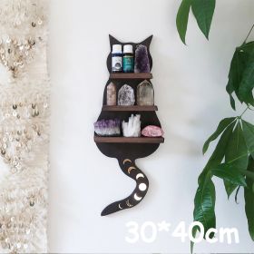 Moon, Butterfly and Cat Wood Wall Display Shelf (Color: Kitty)