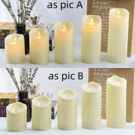 White Real Wax Flameless LED Pillar Candles (Color: as pic A, size: 7.5*12.5cm)