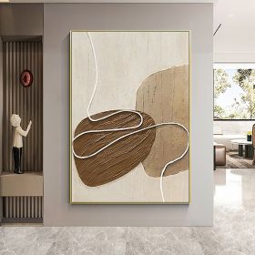 White and Beige Textured Minimalist Canvas Wall Art (Style: 01, size: 50X70cm)