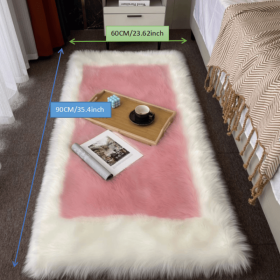 Soft Plush Sheepskin Style Non-Slip Washable Area Rug (Color: White + Powder, size: 23.62*35.43inch)