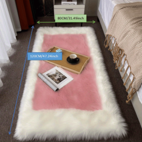 Soft Plush Sheepskin Style Non-Slip Washable Area Rug (Color: White + Powder, size: 31.5*47.24inch)