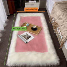 Soft Plush Sheepskin Style Non-Slip Washable Area Rug (Color: White + Powder, size: 23.62*62.99inch)