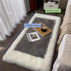 Soft Plush Sheepskin Style Non-Slip Washable Area Rug (Color: Light White+Grey, size: 23.62*47.24inch)