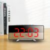 Modern Curved Mirror LED Digital Alarm Clock with Temperature Display