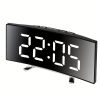 Modern Curved Mirror LED Digital Alarm Clock with Temperature Display