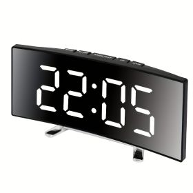 Modern Curved Mirror LED Digital Alarm Clock with Temperature Display (Color: Curved Mirror Surface - White)