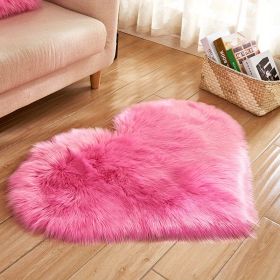 Plush Heart Shaped Solid Color PV Velvet Shag Area Rug (Color: Rose Red, size: 19.69*23.62inch)