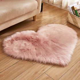 Plush Heart Shaped Solid Color PV Velvet Shag Area Rug (Color: Pink, size: 19.69*23.62inch)