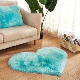 Plush Heart Shaped Solid Color PV Velvet Shag Area Rug (Color: Light Blue, size: 19.69*23.62inch)