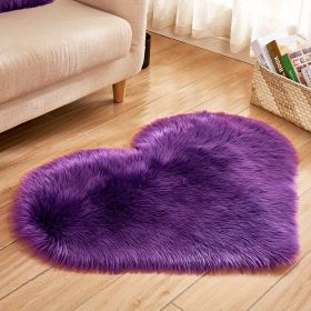 Plush Heart Shaped Solid Color PV Velvet Shag Area Rug (Color: Purple, size: 19.69*23.62inch)
