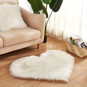 Plush Heart Shaped Solid Color PV Velvet Shag Area Rug (Color: White, size: 19.69*23.62inch)