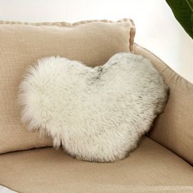 Plush Heart-Shaped Boho Throw Pillow (Color: White Gray Tip, size: 40*50cm/15.7*19.7")