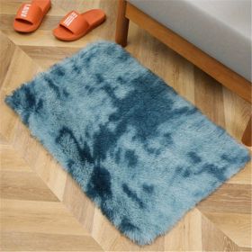 Luxurious Plush Silk Fur Decorative Area Rug (Color: Tie-dye Sapphire Blue, size: 23.62*35.43inch)