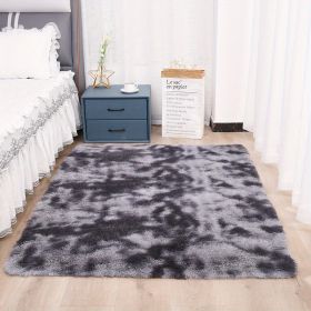Luxurious Plush Silk Fur Decorative Area Rug (Color: Tie-dye Dark Gray, size: 62.99*78.74inch)