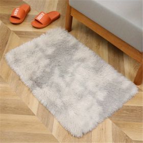 Luxurious Plush Silk Fur Decorative Area Rug (Color: Tie-dye Light Gray, size: 23.62*35.43inch)