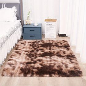 Luxurious Plush Silk Fur Decorative Area Rug (Color: Tie-dye Brown, size: 62.99*78.74inch)