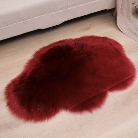 Soft Plush Faux Fur Cloud Shaped Decorative Area Rug (Color: Burgundy, size: 23.62*35.43inch)