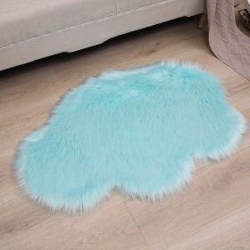 Soft Plush Faux Fur Cloud Shaped Decorative Area Rug (Color: Light Blue, size: 23.62*35.43inch)