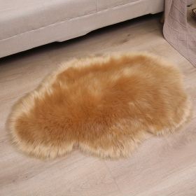 Soft Plush Faux Fur Cloud Shaped Decorative Area Rug (Color: Khaki, size: 23.62*35.43inch)