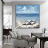 Boats on the Beach Abstract Seascape Canvas Wall Art