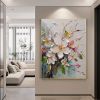 White Abstract Floral Canvas Wall Art