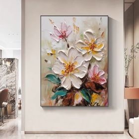Blooming Flower Textured Canvas Wall Art (Style: 01, size: 60X90cm)