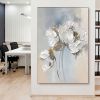 White Floral Textured Canvas Wall Art