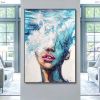 Light Blue Girl Abstract Portrait Canvas Wall Art