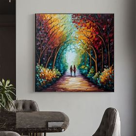 Hand Painted Oil Painting Abstract Original Romantic Cityscape Oil Painting On Canvas Large Wall Art Colorful Tree Painting Custom Painting Livin (Style: 01, size: 150x150cm)