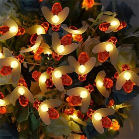 Solar Honey Bee String Lights with 8 Lighting Modes (Color: warmwhite, size: 6.5M30leds)