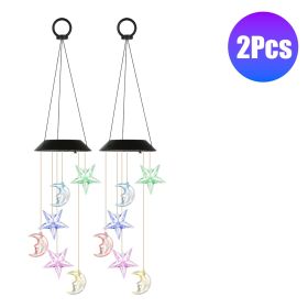 Solar Moon and Star Color-Changing Wind Chime (Quantity: 2Pcs)