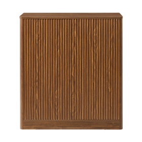 34.3" modern wavy sideboard, curved contour design storage cabinet, 2-door cabinet with storage function, suitable for kitchen/bedroom/living room (Color: Walnut)