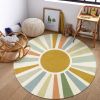 Boho Round Rug 4 Ft Washable Area Rug for Kids Room, Colorful Sun Circle Rug for Playroom