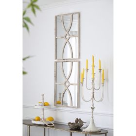 16" x 23" Rectangular Wooden Wall Mirrors with Distressed White Frame, Vertical or Horizontal, Home Decor for Living Room, Set of 2 (Color: as Pic)