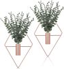4-Piece Geometric Metal Hanging Planter Set with Artificial Eucalyptus
