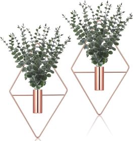 4-Piece Geometric Metal Hanging Planter Set with Artificial Eucalyptus (Material: Metal, Plastic)