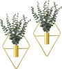 8 Pcs Hanging Planters with Artificial Eucalyptus Metal Hanging Vase Indoor Plants Holder Modern Geometric Boho Bathroom Wall Decor for Living Room Ho