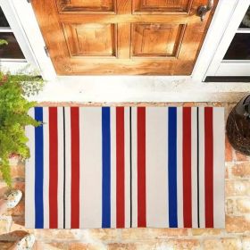 home decor Patriotic family door mat, indoor and outdoor anti-slip entrance mat, red, white and blue patriotic patterns, beautiful and eternal (Color: 24in x 16in)