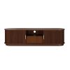 Vintage Rustic TV Stand with Sliding Wood Slatted Doors for TVs up to 75", Farmhouse Fluted TV Cabinet with Drawer