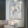 White Floral Textured Canvas Wall Art