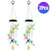 Solar Hummingbird Wind Chime with Color Changing LED Lights and Aluminum Tubes Available Individually or Set of 2