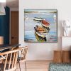 Colorful Boats Seascape Canvas Wall Art