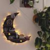 Moon, Butterfly and Cat Wood Wall Display Shelf