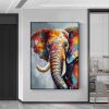 Colorful Textured Elephant Canvas Wall Art