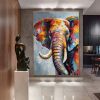 Colorful Textured Elephant Canvas Wall Art