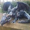 Large Squatting Gothic Dragon Garden Statue